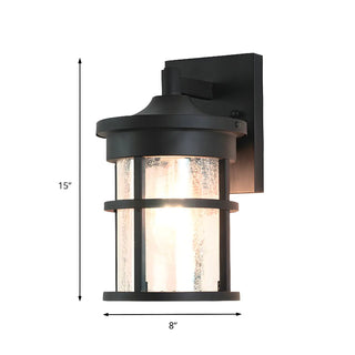 Industrial Cylinder Crackle Glass Outdoor Wall Sconce Zawala Image - 8