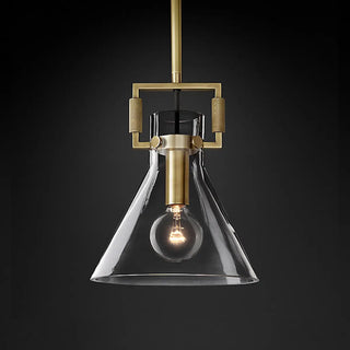 ZOWALA - Industrial Clear Glass Dome Brass Pendant Light Image - 10