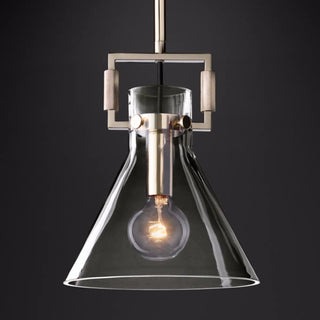 ZOWALA - Industrial Clear Glass Dome Brass Pendant Light Image - 11