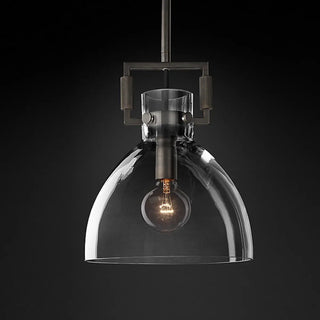 ZOWALA - Industrial Clear Glass Dome Brass Pendant Light Image - 12