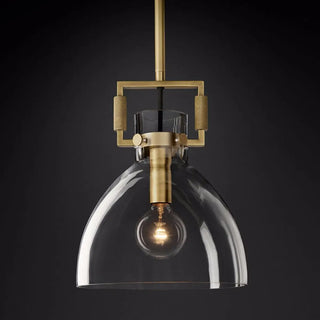 ZOWALA - Industrial Clear Glass Dome Brass Pendant Light Image - 13