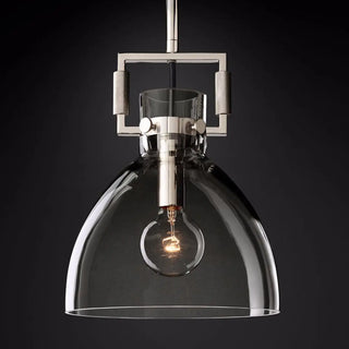 ZOWALA - Industrial Clear Glass Dome Brass Pendant Light Image - 14
