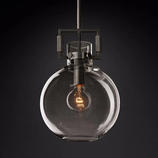 ZOWALA - Industrial Clear Glass Dome Brass Pendant Light Image - 15