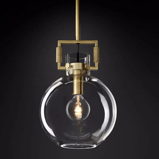ZOWALA - Industrial Clear Glass Dome Brass Pendant Light Image - 16