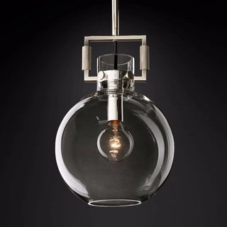 ZOWALA - Industrial Clear Glass Dome Brass Pendant Light Image - 17