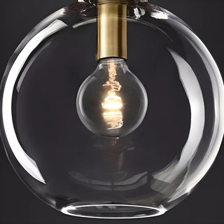 ZOWALA - Industrial Clear Glass Dome Brass Pendant Light Image - 19