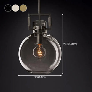 ZOWALA - Industrial Clear Glass Dome Brass Pendant Light #size