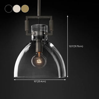 ZOWALA - Industrial Clear Glass Dome Brass Pendant Light Image - 21
