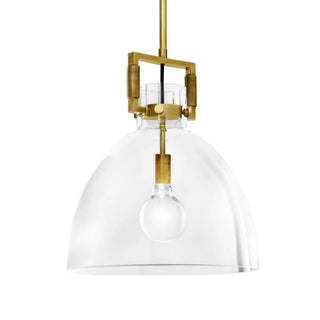 ZOWALA - Industrial Clear Glass Dome Brass Pendant Light Image - 5