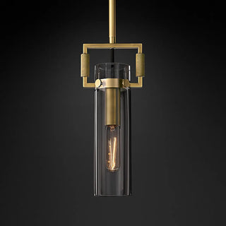 ZOWALA - Industrial Clear Glass Dome Brass Pendant Light Image - 7