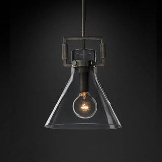 ZOWALA - Industrial Clear Glass Dome Brass Pendant Light Image - 9