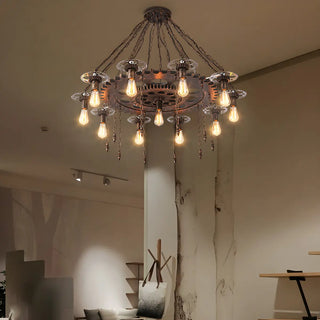 ZOWALA - Gear Chain Iron Black Restaurant Edison Bulb Chandelier Image - 2