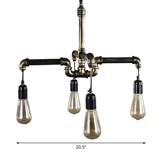 ZOWALA - Industrial Bronze Pipe Edison Bulb Chandelier Image - 10
