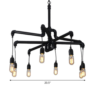 ZOWALA - Industrial Bronze Pipe Edison Bulb Chandelier Image - 11