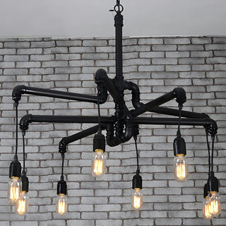 ZOWALA - Industrial Bronze Pipe Edison Bulb Chandelier Image - 3