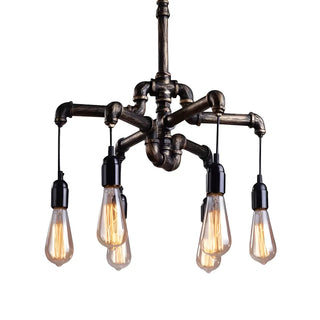 ZOWALA - Industrial Bronze Pipe Edison Bulb Chandelier Image - 4
