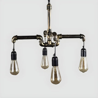 ZOWALA - Industrial Bronze Pipe Edison Bulb Chandelier Image - 6