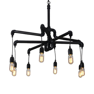 ZOWALA - Industrial Bronze Pipe Edison Bulb Chandelier Image - 7