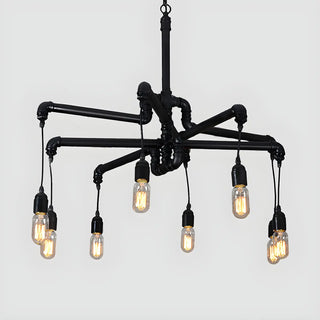 ZOWALA - Industrial Bronze Pipe Edison Bulb Chandelier Image - 8