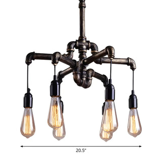 ZOWALA - Industrial Bronze Pipe Edison Bulb Chandelier #size