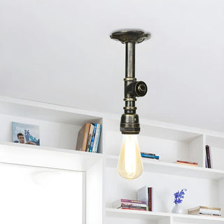 ZOWALA - Industrial Bronze Pipe Semi-Flush Mount Light Image - 1
