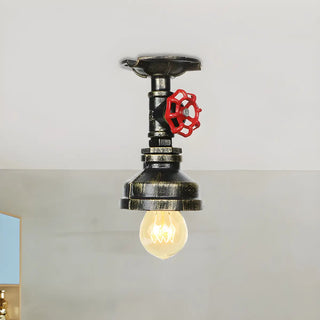 ZOWALA - Industrial Bronze Pipe Semi-Flush Mount Light Image - 13