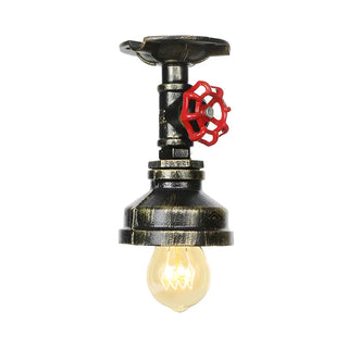 ZOWALA - Industrial Bronze Pipe Semi-Flush Mount Light Image - 14