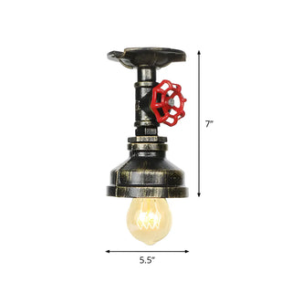ZOWALA - Industrial Bronze Pipe Semi-Flush Mount Light Image - 16