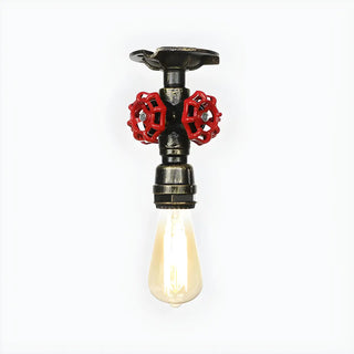ZOWALA - Industrial Bronze Pipe Semi-Flush Mount Light Image - 18