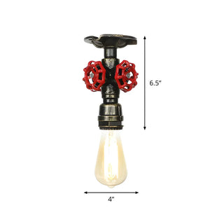 ZOWALA - Industrial Bronze Pipe Semi-Flush Mount Light Image - 19