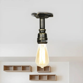 ZOWALA - Industrial Bronze Pipe Semi-Flush Mount Light Image - 2