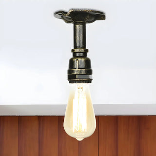 ZOWALA - Industrial Bronze Pipe Semi-Flush Mount Light Image - 3