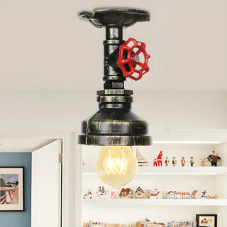ZOWALA - Industrial Bronze Pipe Semi-Flush Mount Light Image - 4
