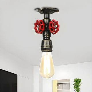 ZOWALA - Industrial Bronze Pipe Semi-Flush Mount Light Image - 6