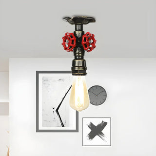 ZOWALA - Industrial Bronze Pipe Semi-Flush Mount Light Image - 8