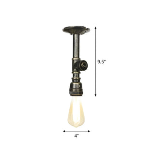 ZOWALA - Industrial Bronze Pipe Semi-Flush Mount Light Image - 9
