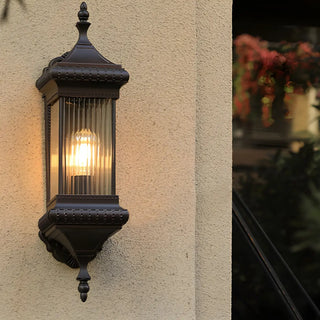 Industrial Brown Geometric Glass Exterior Wall Light Zawala Image - 1