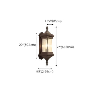 Industrial Brown Geometric Glass Exterior Wall Light Zawala #size