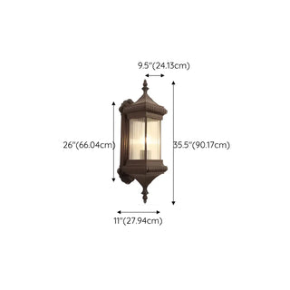 Industrial Brown Geometric Glass Exterior Wall Light Zawala Image - 12