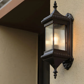 Industrial Brown Geometric Glass Exterior Wall Light Zawala Image - 3