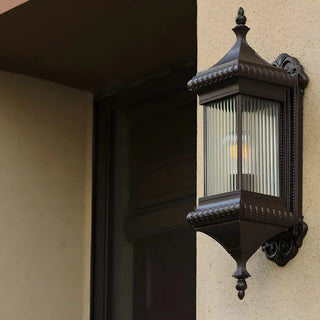 Industrial Brown Geometric Glass Exterior Wall Light Zawala Image - 4