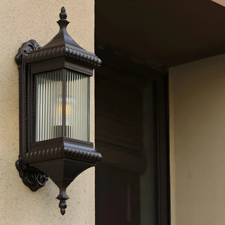 Industrial Brown Geometric Glass Exterior Wall Light Zawala Image - 5