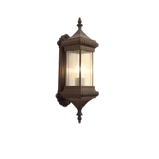 Industrial Brown Geometric Glass Exterior Wall Light Zawala Image - 7
