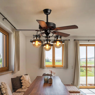 Wood 5 Blades Ceiling Fan with Light