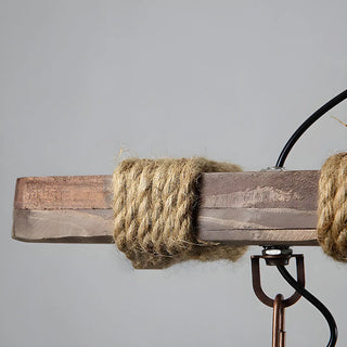 ZOWALA - Industrial Brown Wood 8-Light Lantern Chandelier