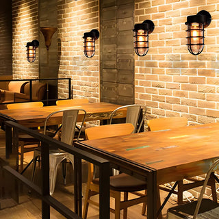 ZOWALA - Industrial Metal Caged Wall Light Image - 1
