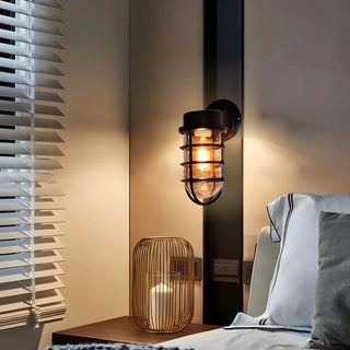 ZOWALA - Industrial Metal Caged Wall Light Image - 2