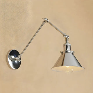 ZOWALA - Industrial Swing Arm Cone Adjustable Chrome Wall Sconce Image - 10
