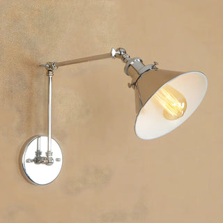 ZOWALA - Industrial Swing Arm Cone Adjustable Chrome Wall Sconce Image - 2