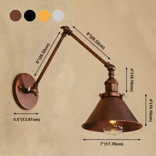 ZOWALA - Industrial Swing Arm Cone Adjustable Chrome Wall Sconce #size